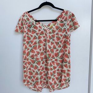 Anthropologie Maeve Watermelon Blouse Size 6